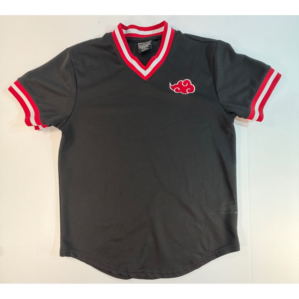 BoxLunch Naruto Shippuden Akatsuki Jersey Black Red Cloud Mesh Shirt Mens Medium